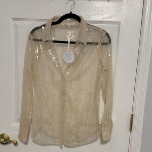 Elegant Sequin Button Down Shirt